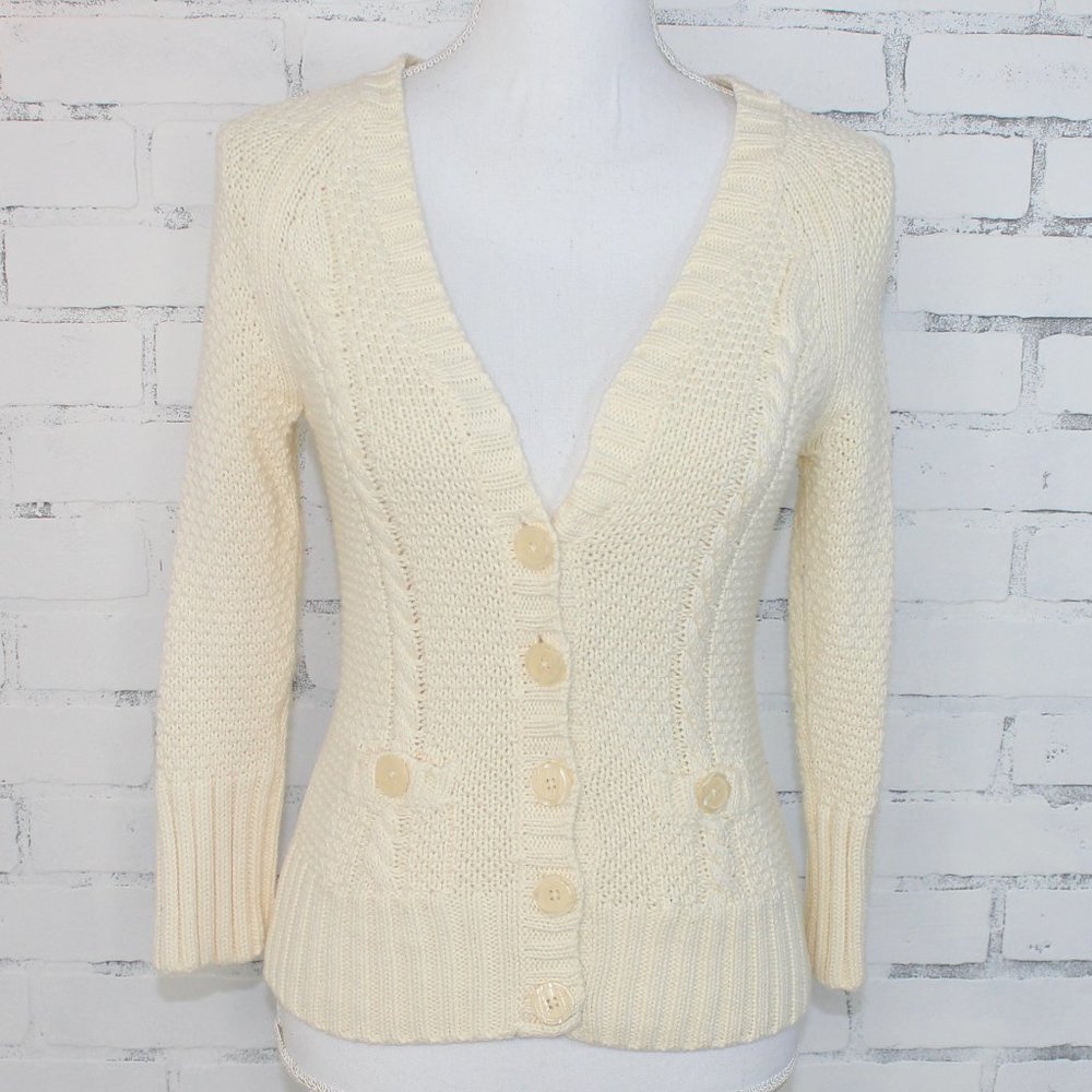 Banana Republic Cream Colored Button Up Sweater